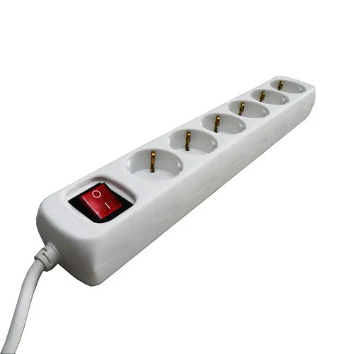 Stekkerdoos met schakelaar wit 6-voudig met kinderbeveiliging -1.5 meter