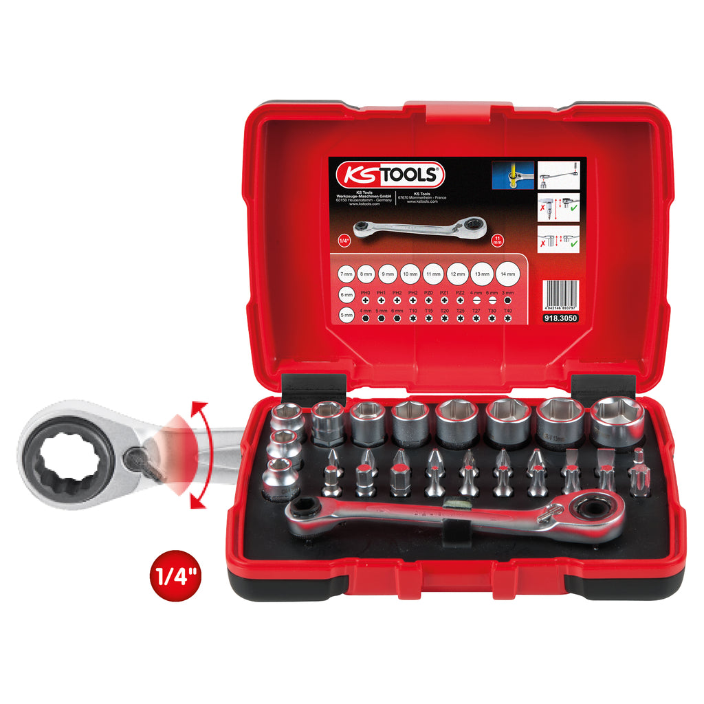 Ks tools Assortiment mini-ratelsleutels met dubbele ringsleuteluiteinden 31-delig