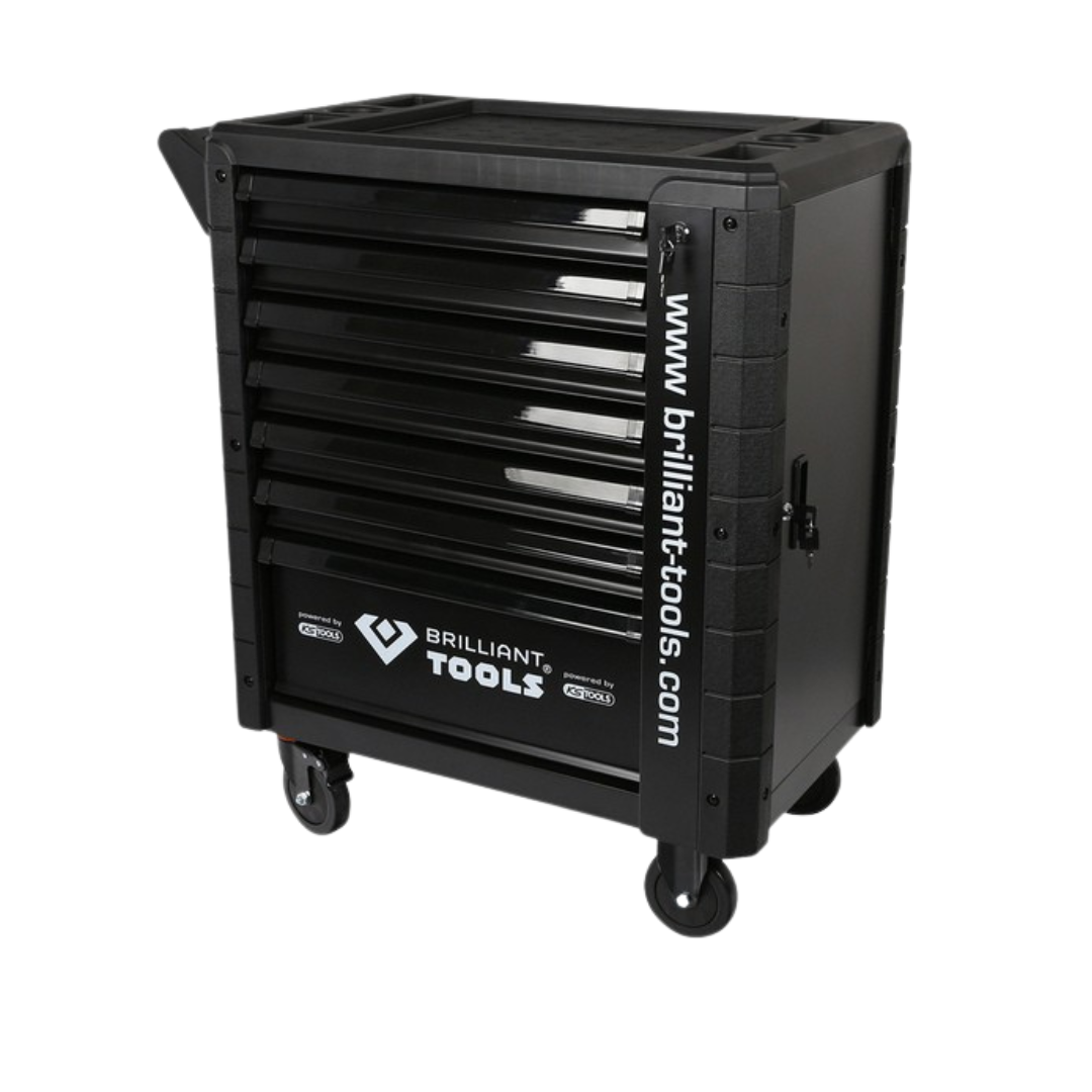 Brilliant tools Gereedschapswagen met 7 schuifladen gevuld 225 gereedschappen, bedrijfswagens