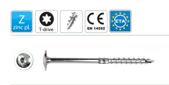 Houtschroef Tellerkop Verzinkt 8 x 100 mm TORX 40 per doos 50 stuks ETA