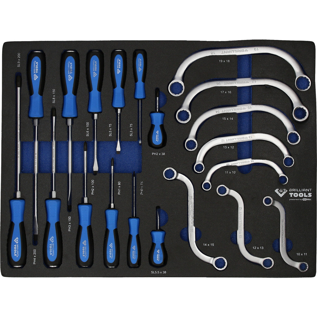 Brilliant tools Gereedschapswagen met 7 schuifladen gevuld 225 gereedschappen, bedrijfswagens