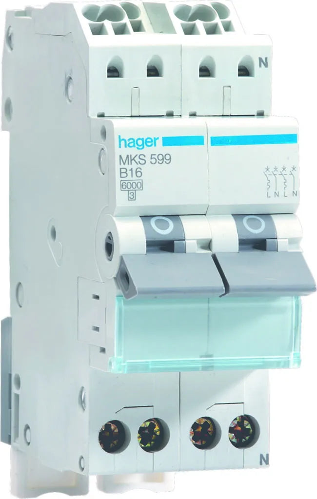 Hager kookgroep MKS599 fornuisgroep 2x16A B 2x1P+N quickconnect steekcontact