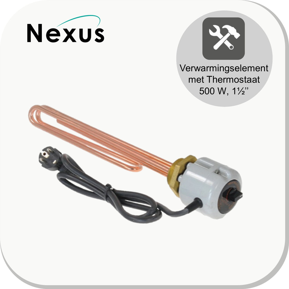 Elektrisch verwarmingselement koper – 0,5 kW 230V met thermostaat