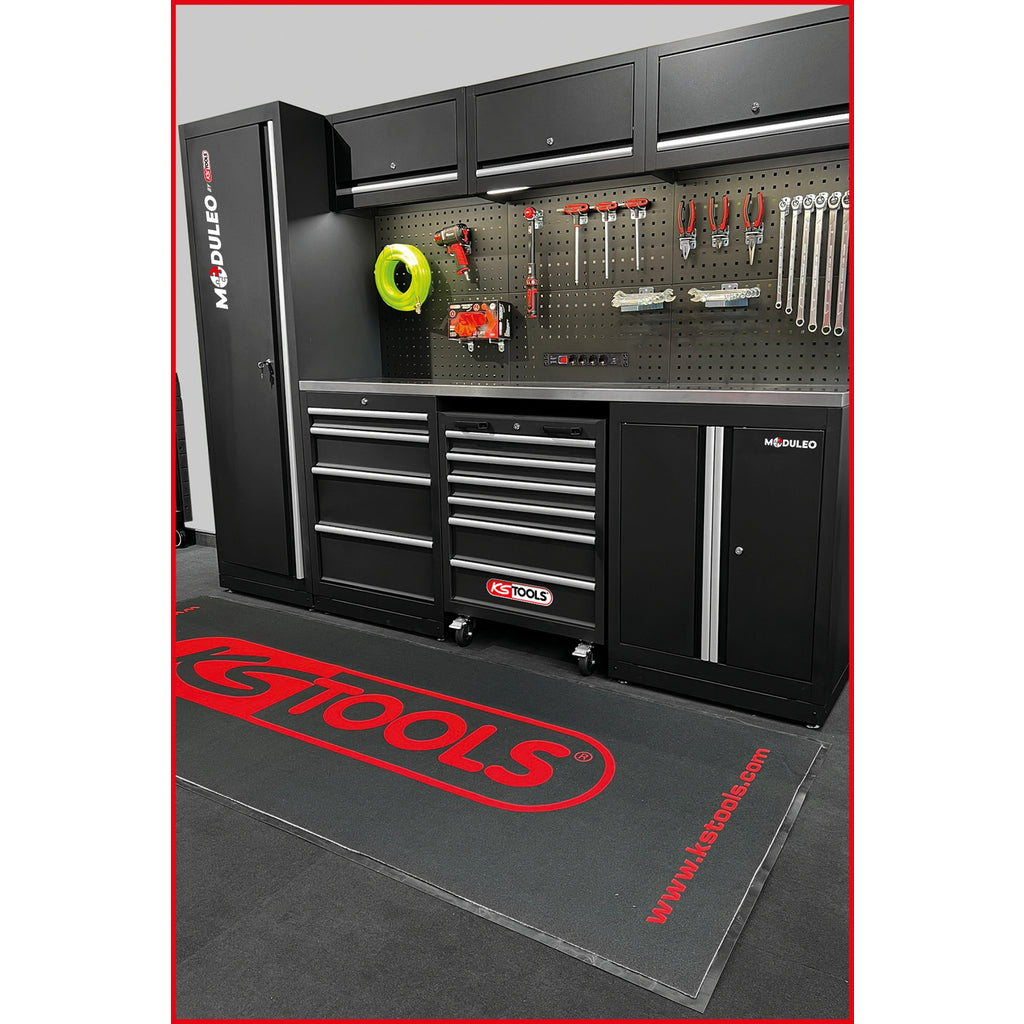 KS Tools Competition Werkzeugwand inkl. Edelstahl-Arbeitsplatte und Werkzeugwagen