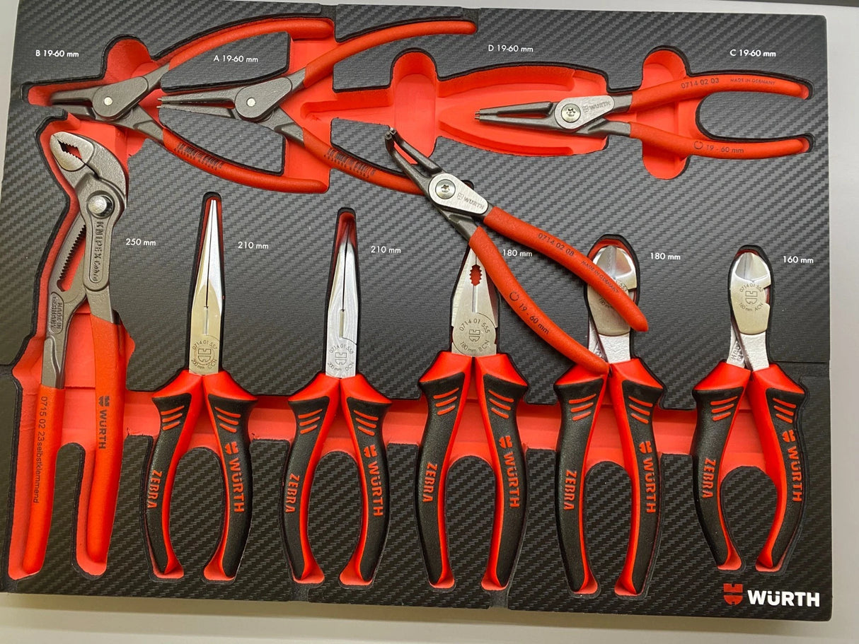 Würth tangenset 10 delig carbon inlay