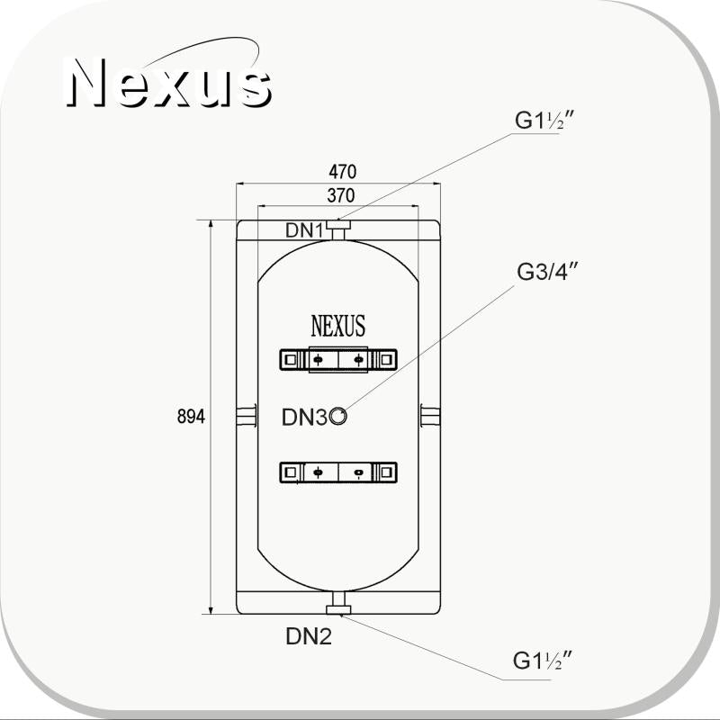 Nexus RVS buffervat 80 liter Vloer & wand montage