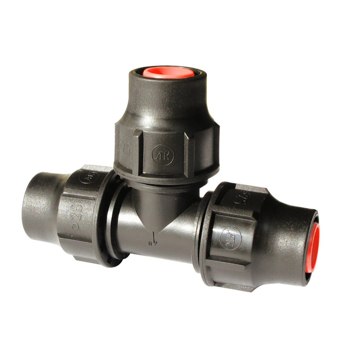 Druppelslang koppeling T-stuk, 3x klem, 16 mm