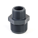 Pvc dubbele nippel, verlopend 2x buitendraad, 16 bar, 1"