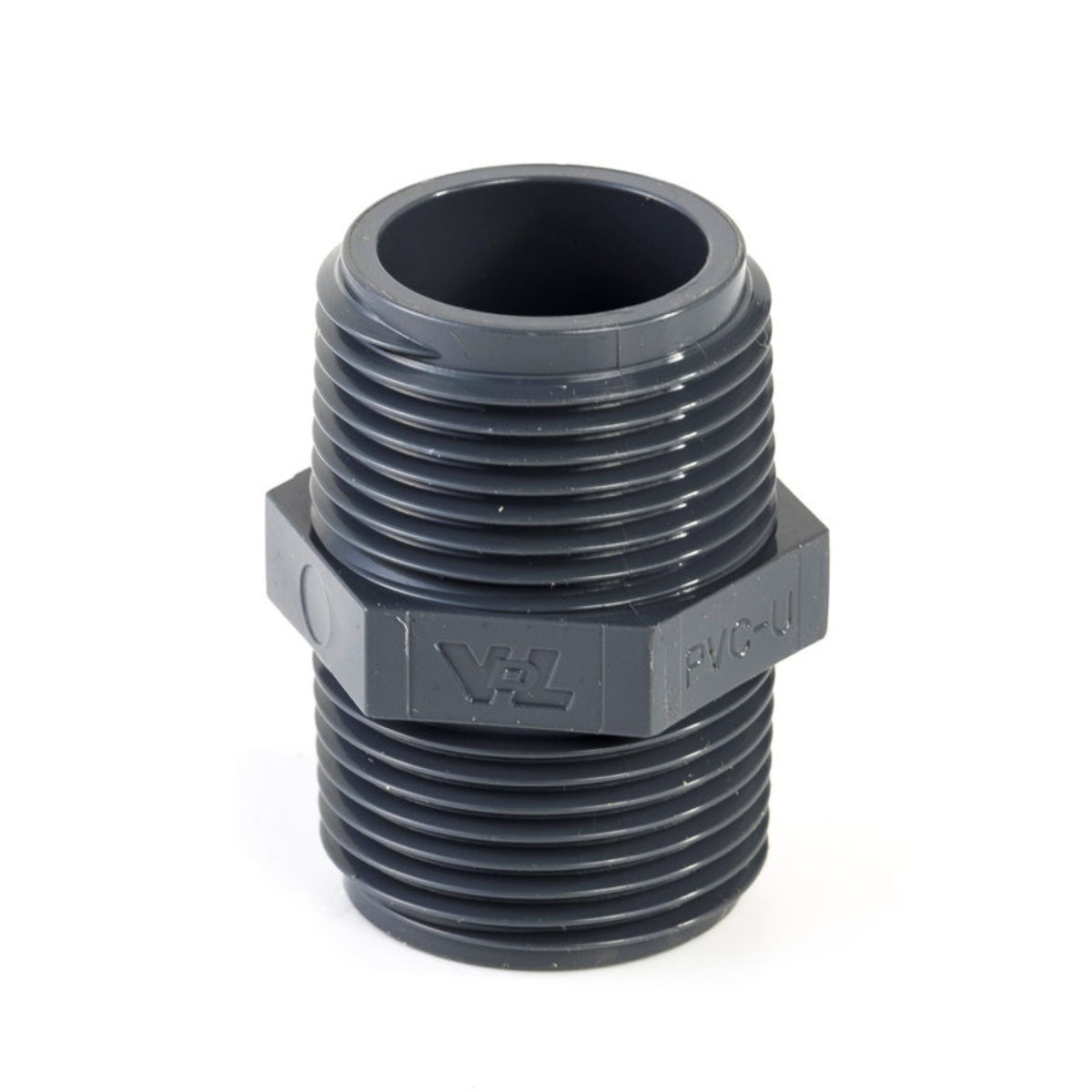 Pvc dubbele nippel, 2x buitendraad, 16 bar, 1"