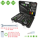 COMPETITION 1/4"+3/8"+1/2" dopsleutelset, 132 dlg, speciaal voor motorvoertuigen