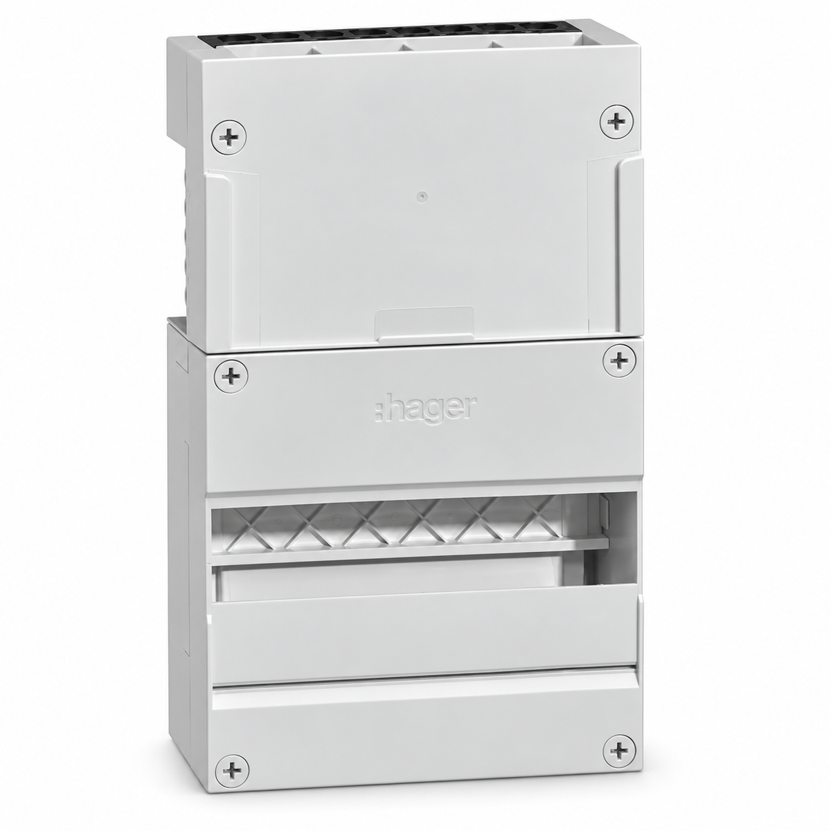 Hager Vision Gruppenverteilerkasten leer 1-reihig 12 Module mit DIN-Schiene 220x365x89mm (VKG21S