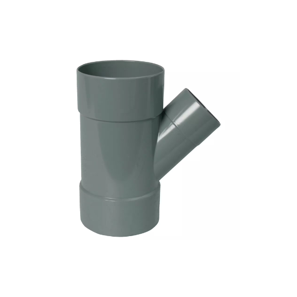 T-stuk pvc 45° mof-mof-mof lijm 125 x 50mm grijs