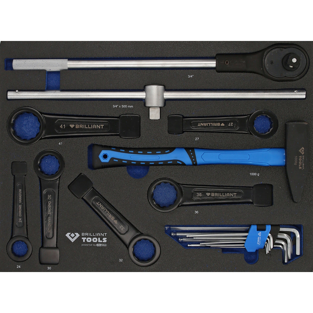 Brilliant tools Gereedschapswagen met 7 schuifladen gevuld 225 gereedschappen, bedrijfswagens