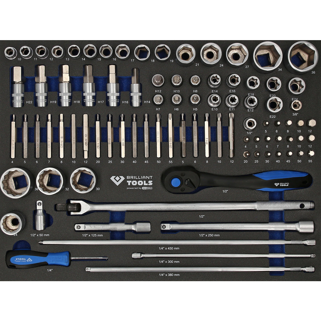 Brilliant tools Gereedschapswagen met 7 schuifladen gevuld 225 gereedschappen, bedrijfswagens