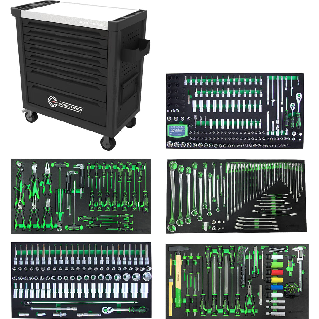 Gereedschapswagen met 7 schuifladen en 225 gereedschappen, bedrijfswagens