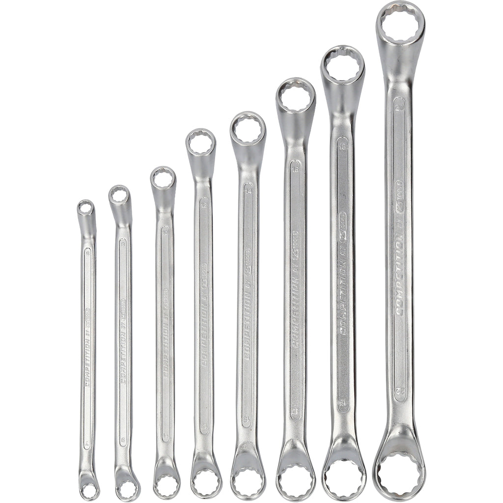 Dubbele ringsleutelset, diep gebogen, 8-dlg Competition