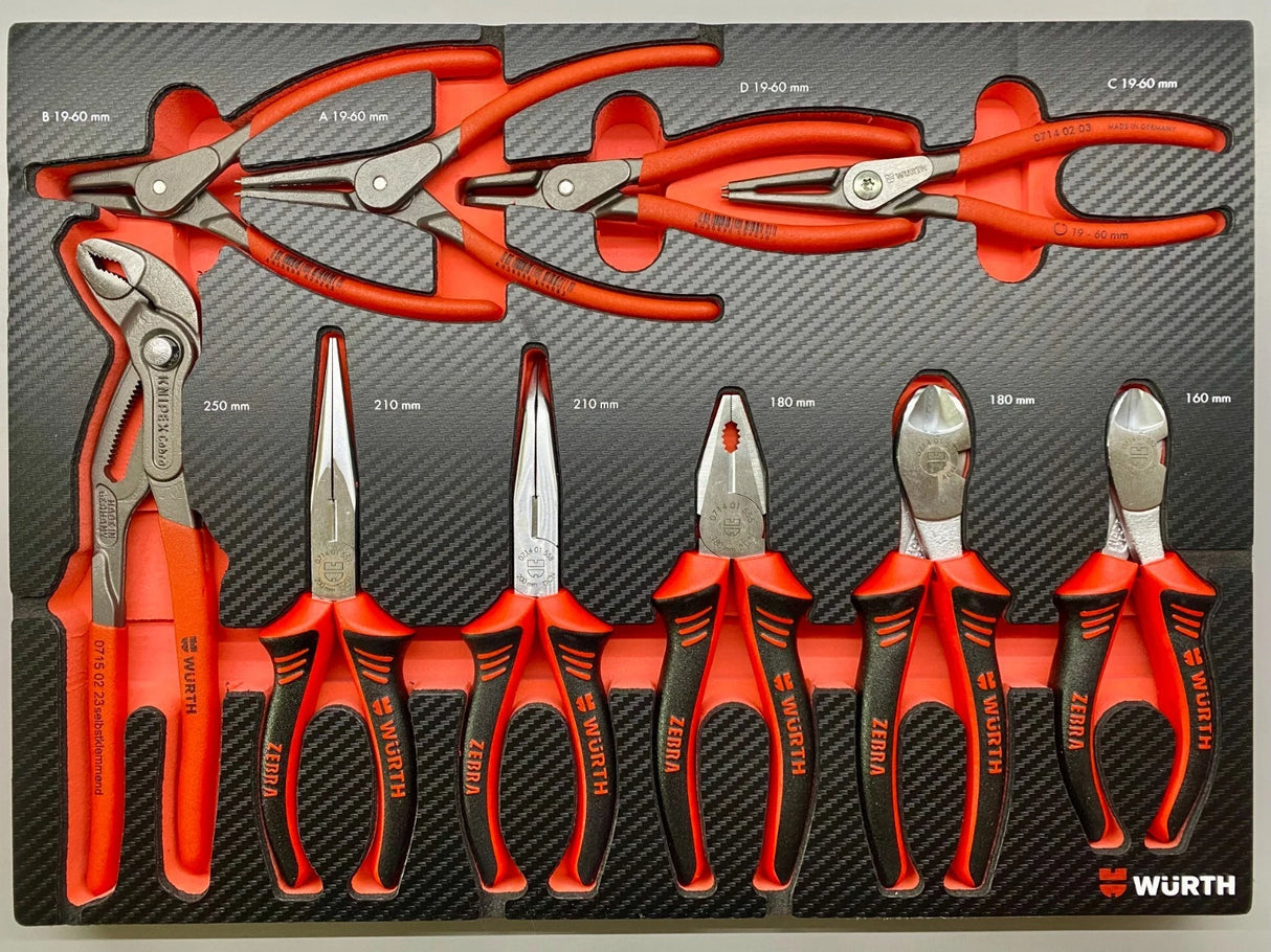 Würth tangenset 10 delig carbon inlay