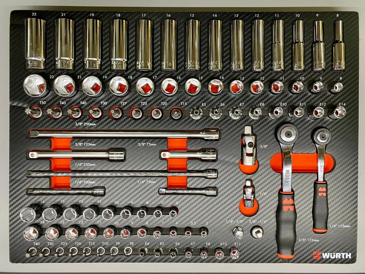 Würth steeksleutel assortiment 91 delig 3/8 + 1/4