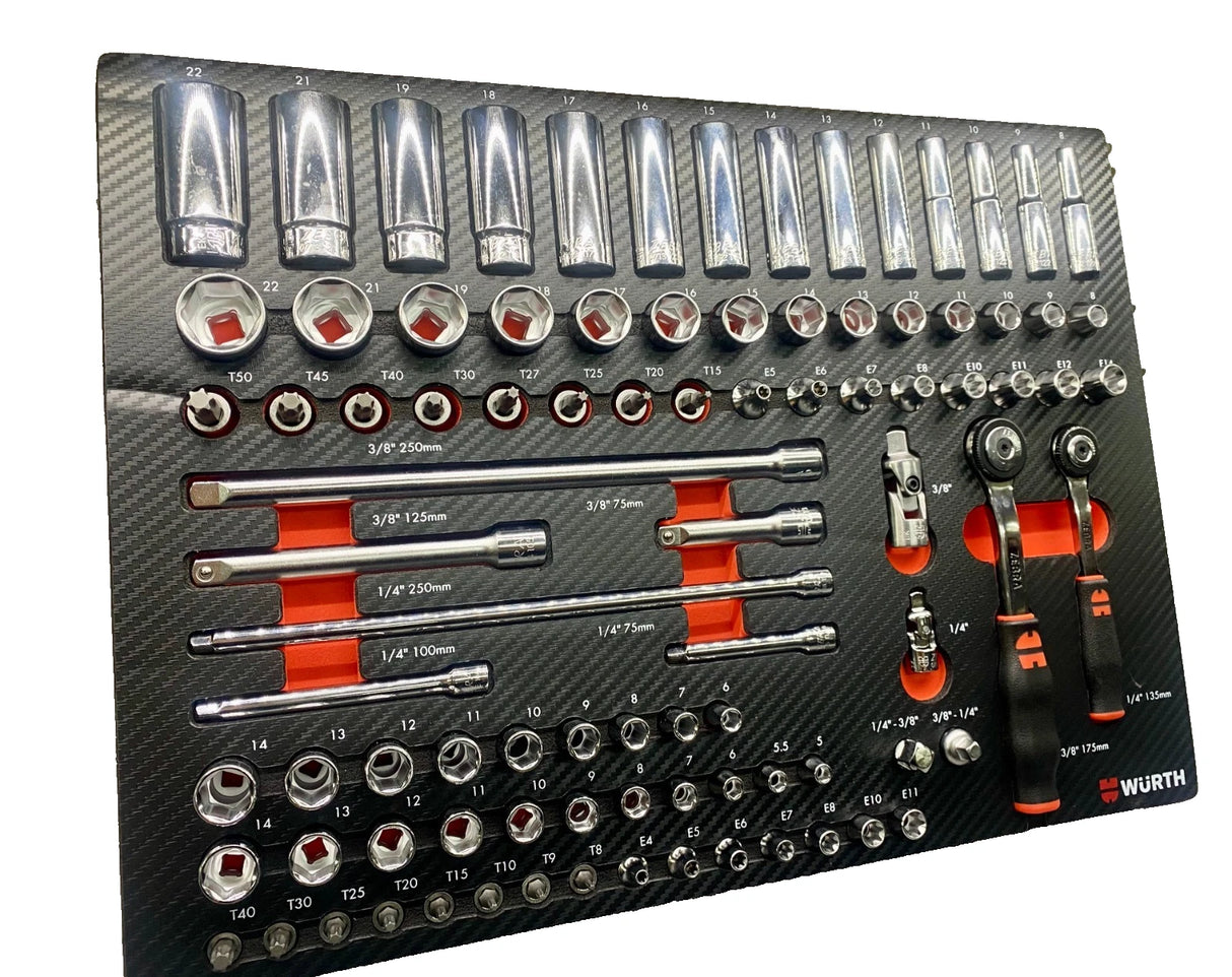 Würth steeksleutel assortiment 91 delig 3/8 + 1/4