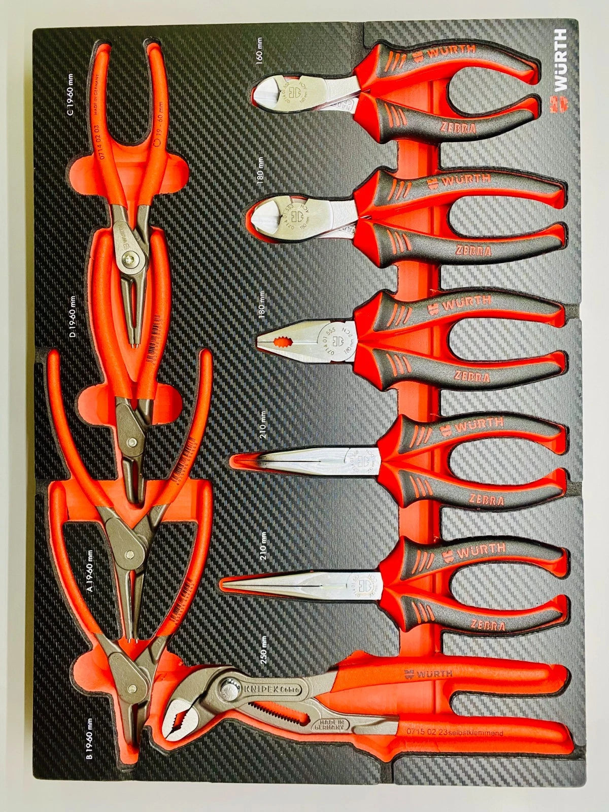 Würth tangenset 10 delig carbon inlay