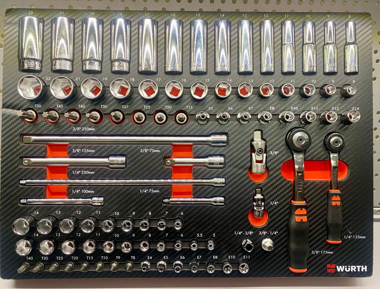 Würth steeksleutel assortiment 91 delig 3/8 + 1/4