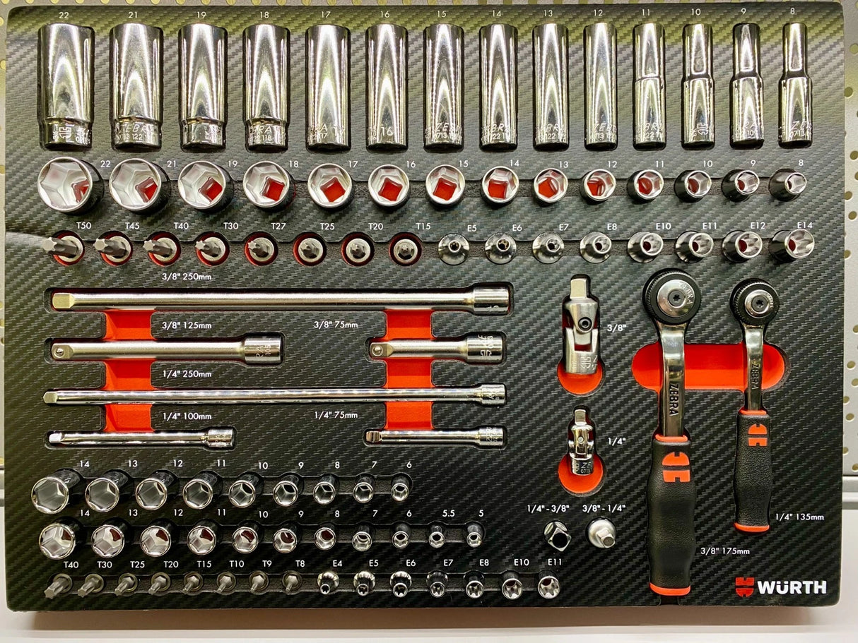 Würth steeksleutel assortiment 91 delig 3/8 + 1/4
