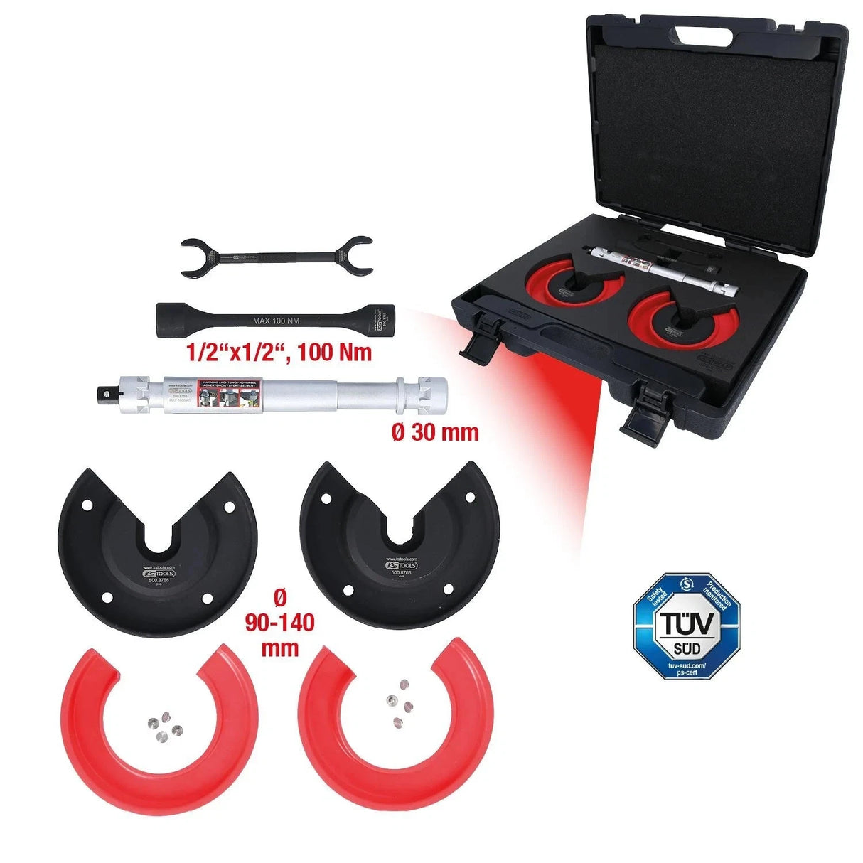 Telescoop-centerspannerset voor binnenliggende veren voor Audi en Seat, 11-dlg KS Tools