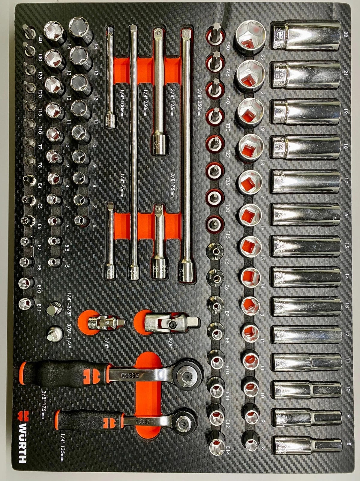 Würth steeksleutel assortiment 91 delig 3/8 + 1/4