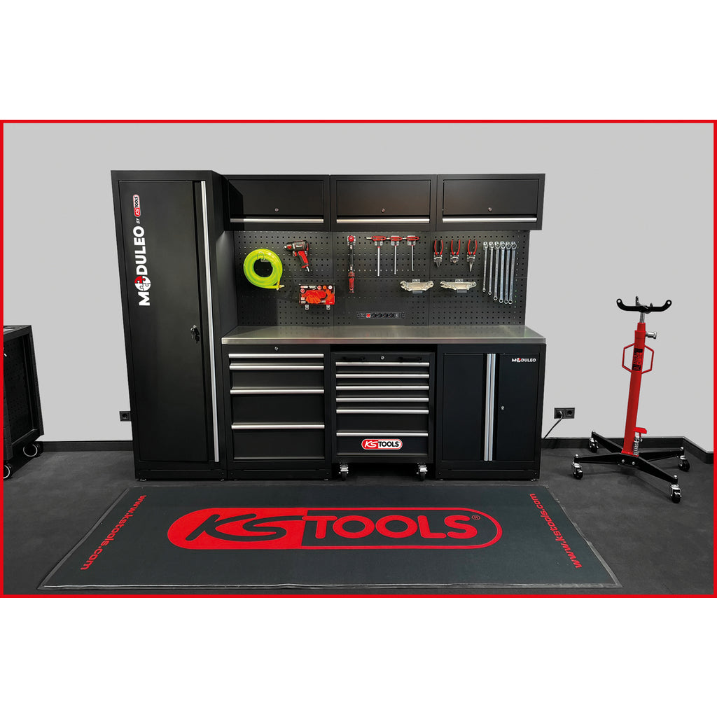 KS Tools Competition Werkzeugwand inkl. Edelstahl-Arbeitsplatte und Werkzeugwagen