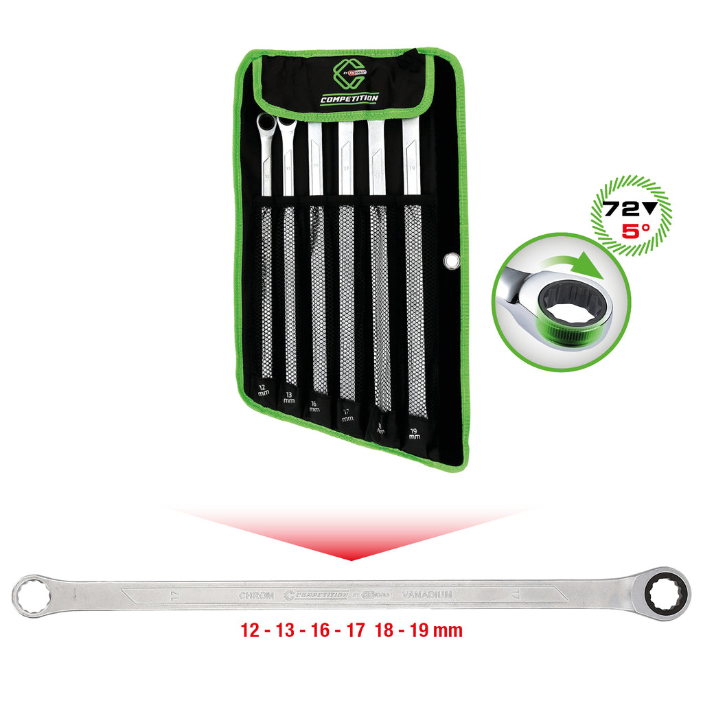 Ratelringsleutelset, 6-dlg xxl competition