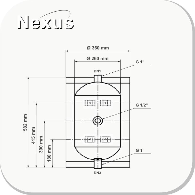 Nexus RVS buffervat 25 liter Vloer & wand montage