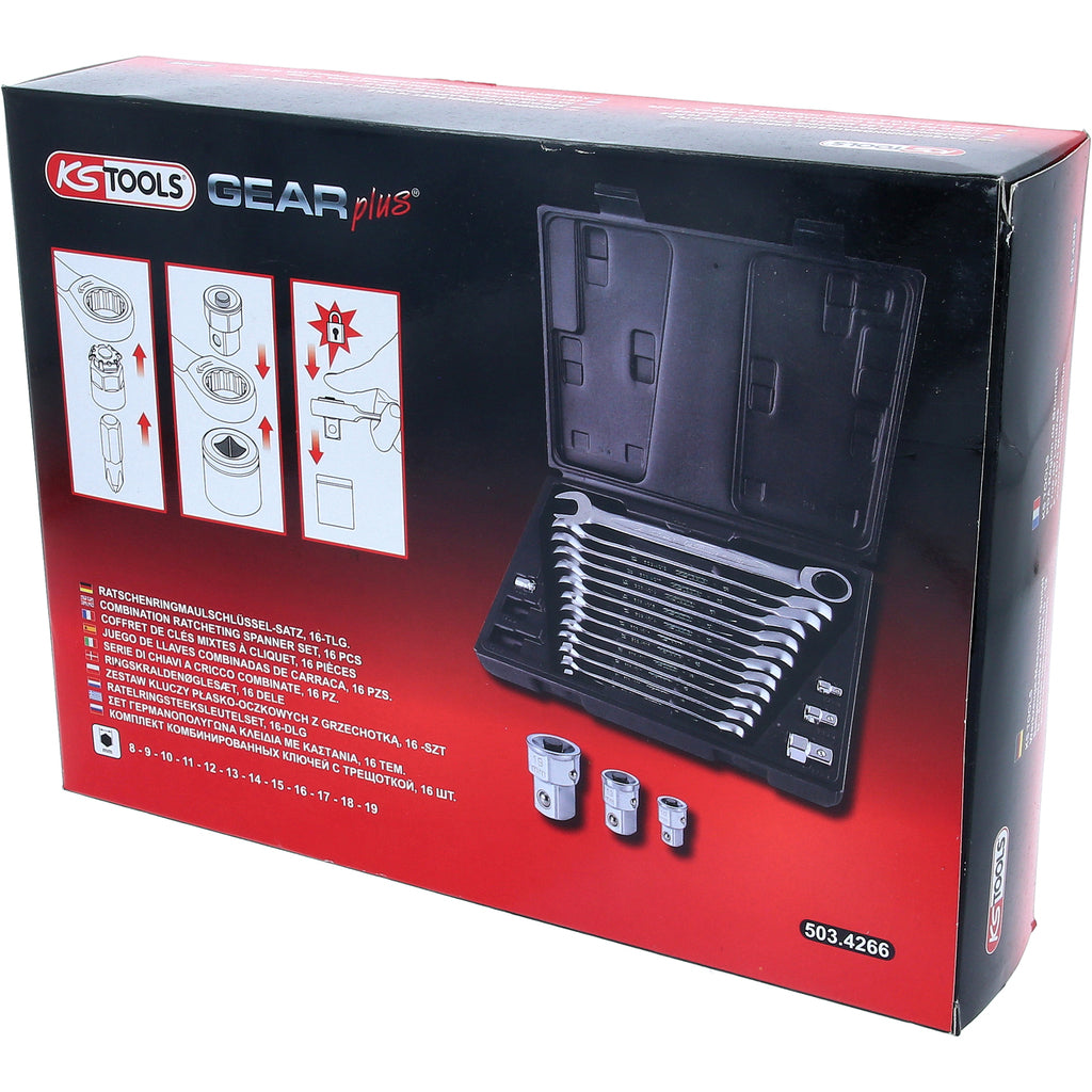 Ks tools Ratelringsteeksleutelset, 16-dlg gear plus