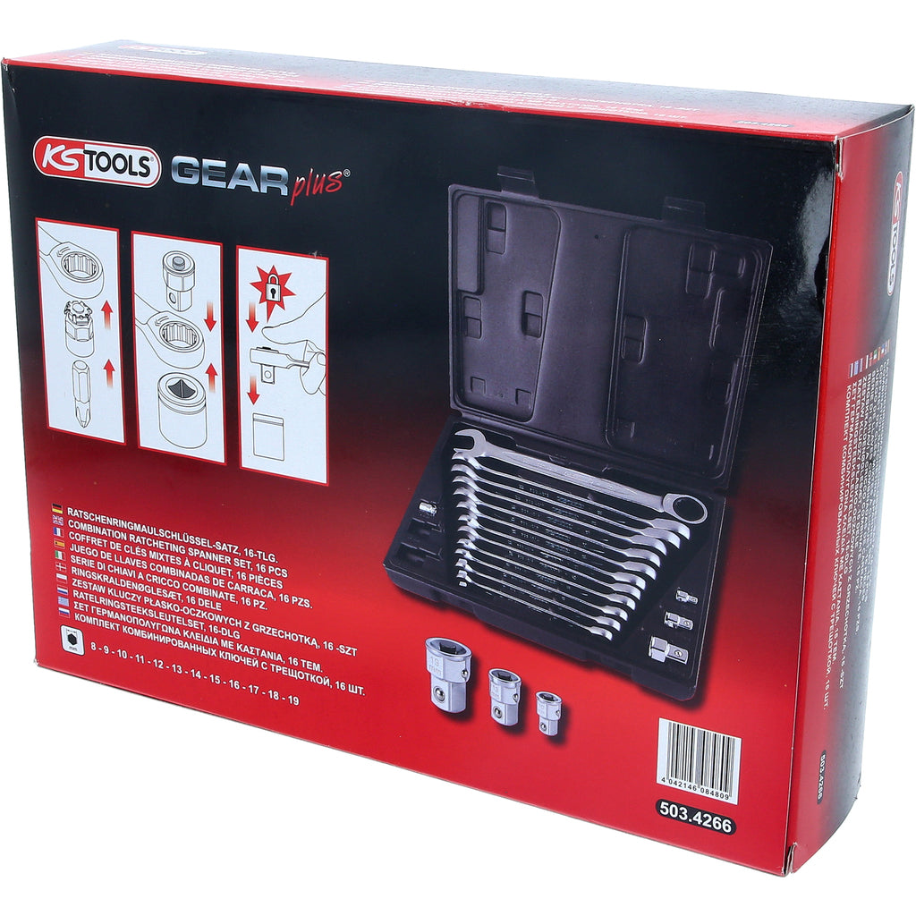 Ks tools Ratelringsteeksleutelset, 16-dlg gear plus