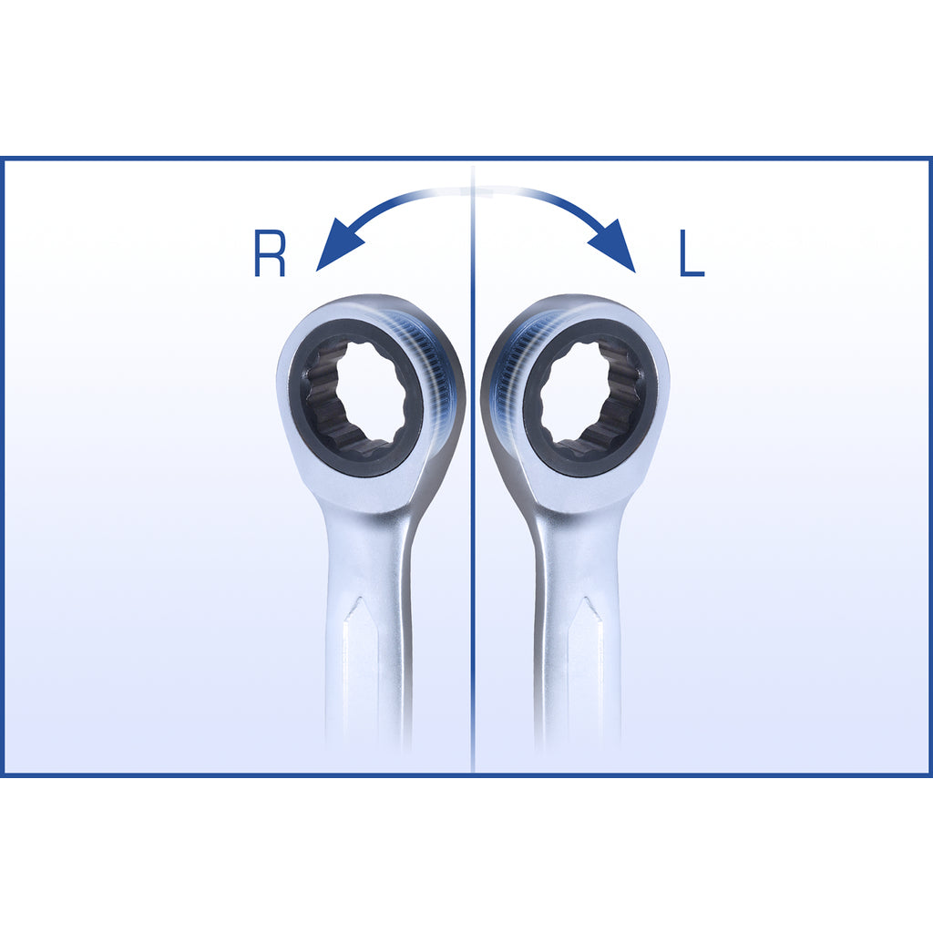 Ratelringsleutelset, 12 delig, 8 - 19 mm