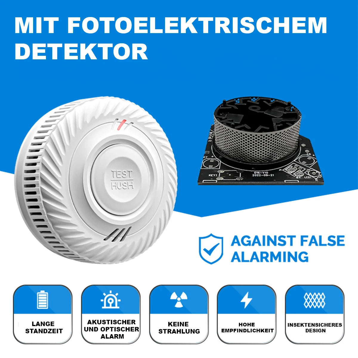 Jkws Smoke detector 10 year battery lithium ion