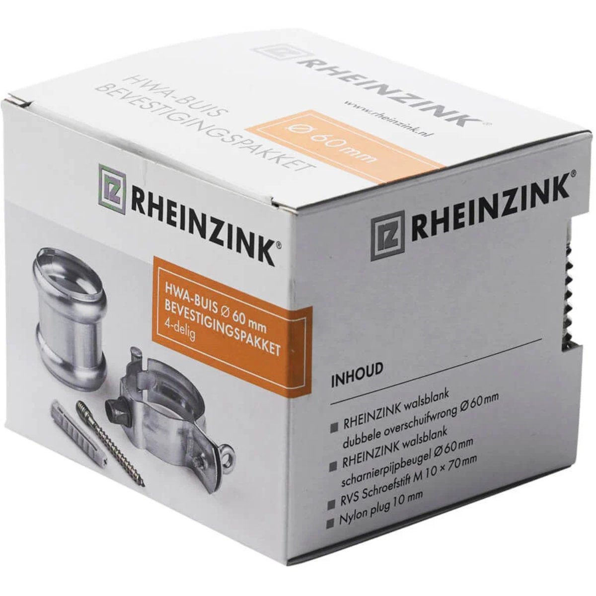 Rheinzink Hwa tweedelige beugel 80 mm dubbele overschuif wrong compleet